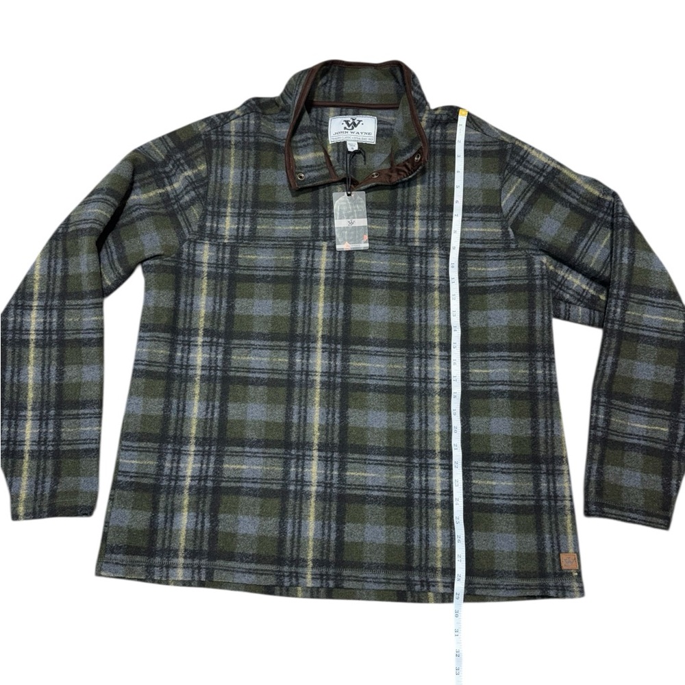 John Wayne Wooly Fleece Pullover Jacket Men XL Western Style Plaid Snap NWT - Picture 2 of 7
